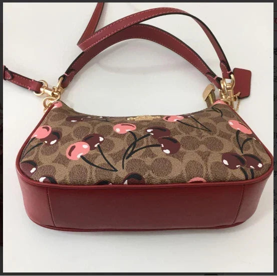 Teri Shoulder Bag Signature Canvas Cherry Print