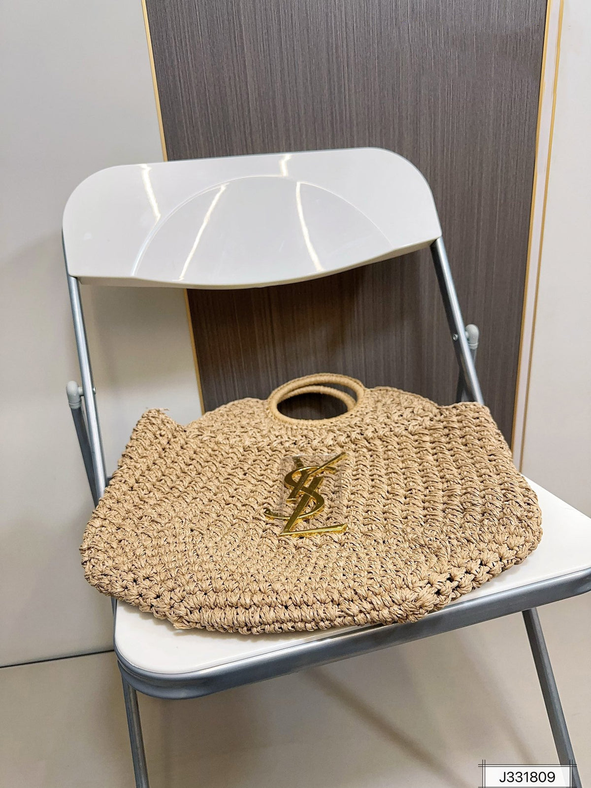 YSL SAINT LAURENT Summer Raffia Tote Bag 41x37cm