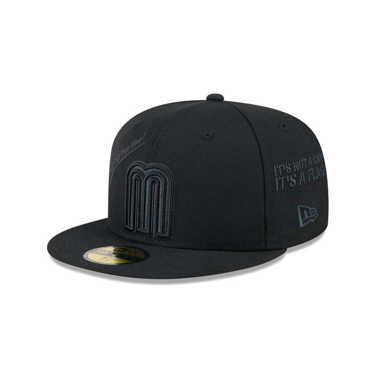 Mexico Baseball New Era Anniversary Logos Black on Black 59FIFTY Fitted Hat