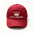 Wine Red Crown Embroidery Snapback Cap