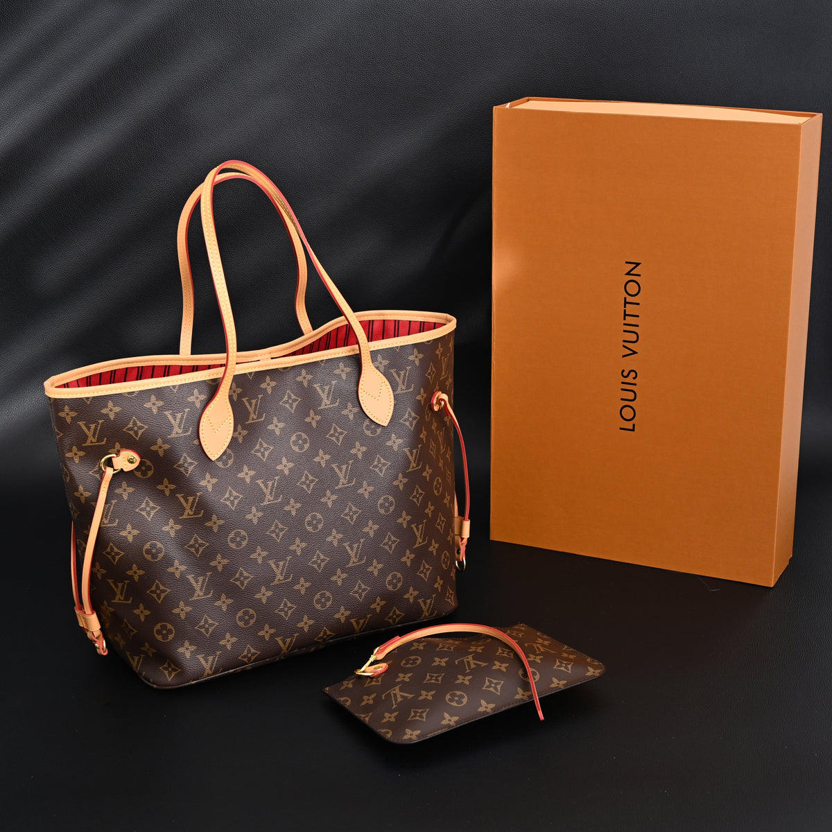 Louis Vuitton Neverfull MM Tote Bag – Monogram Canvas with Red Interior