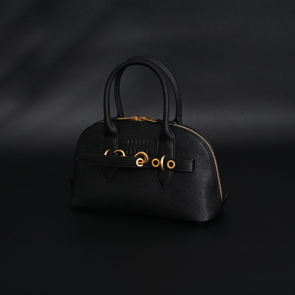 Miu Miu Black Leather Satchel Bag – Medium Structured Tote