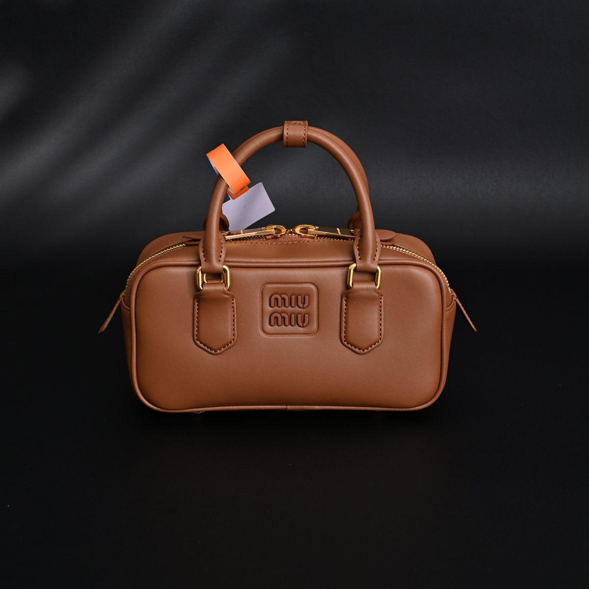 Miu Miu Leather Top Handle Satchel – Caramel Brown