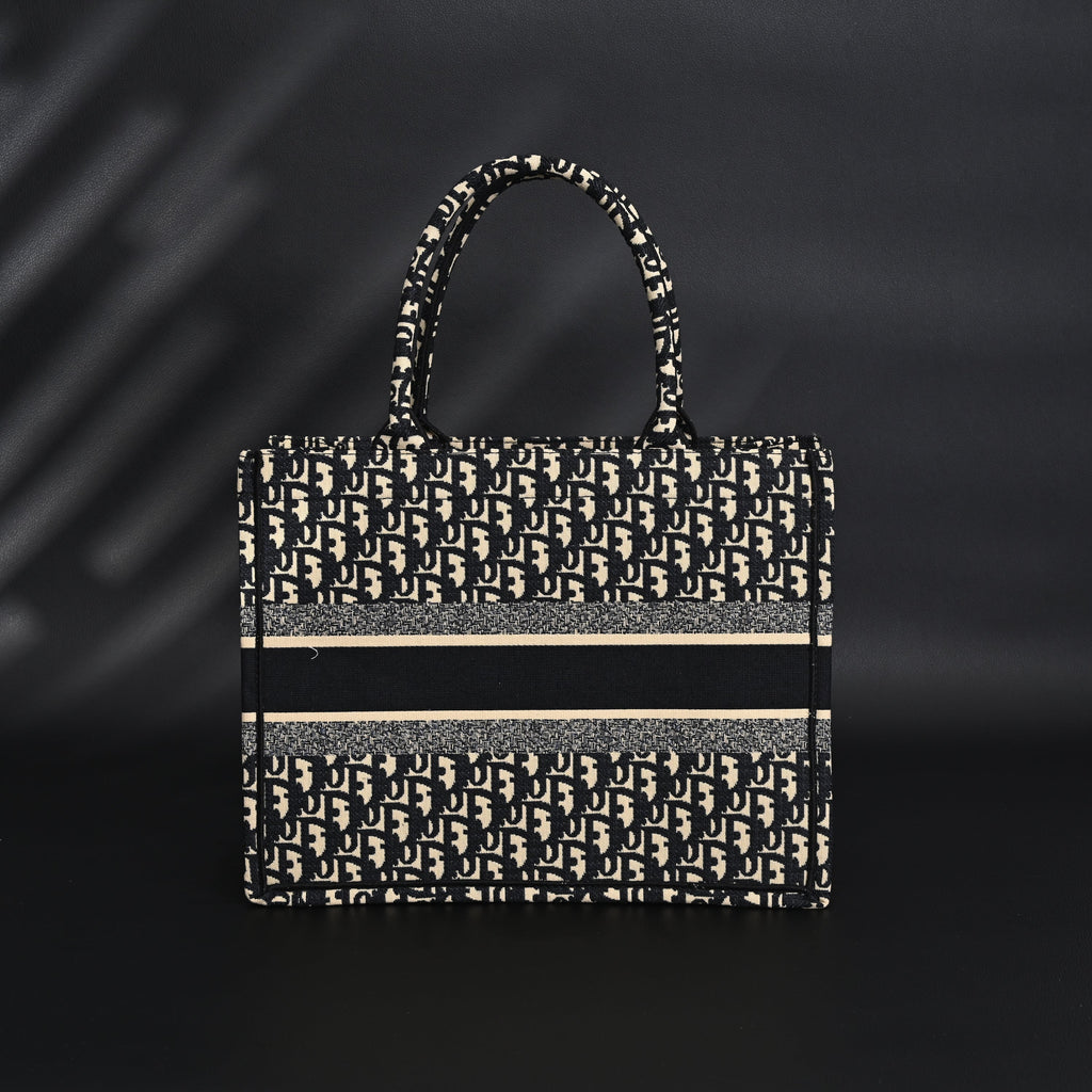Christian Dior Medium Book Tote – Black Oblique Embroidery