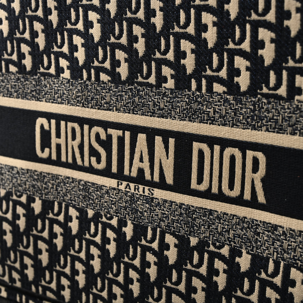 Christian Dior Medium Book Tote – Black Oblique Embroidery