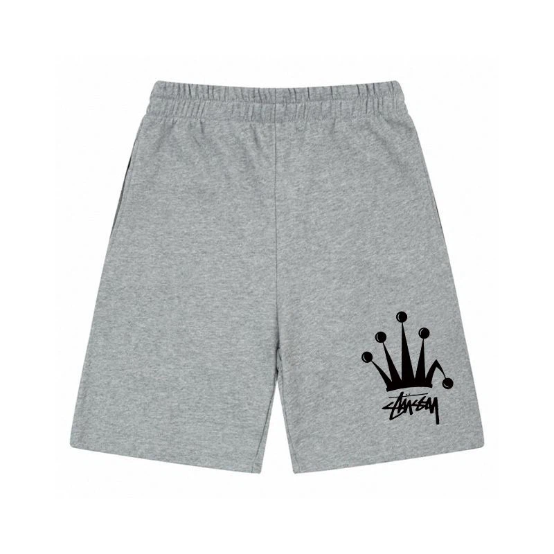 Crown Graphic Print Elastic Waist Summer Sweat Shorts