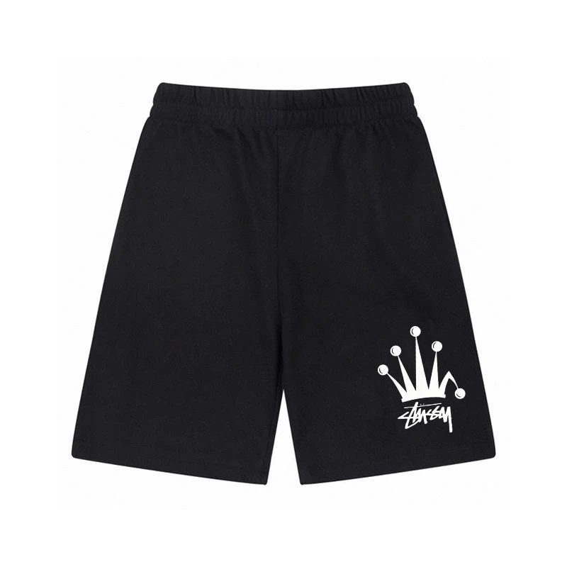 Crown Graphic Print Elastic Waist Summer Sweat Shorts