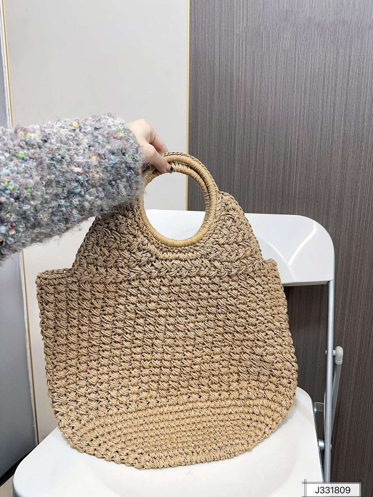 YSL SAINT LAURENT Summer Raffia Tote Bag 41x37cm