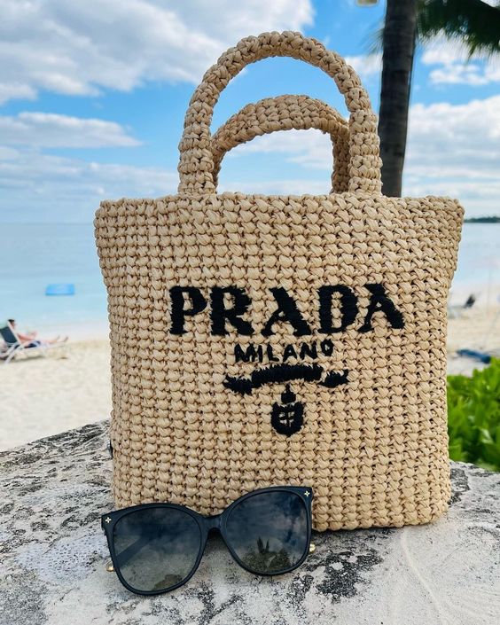 Prada Raffia Bag Handbag Beach Bag for Summer