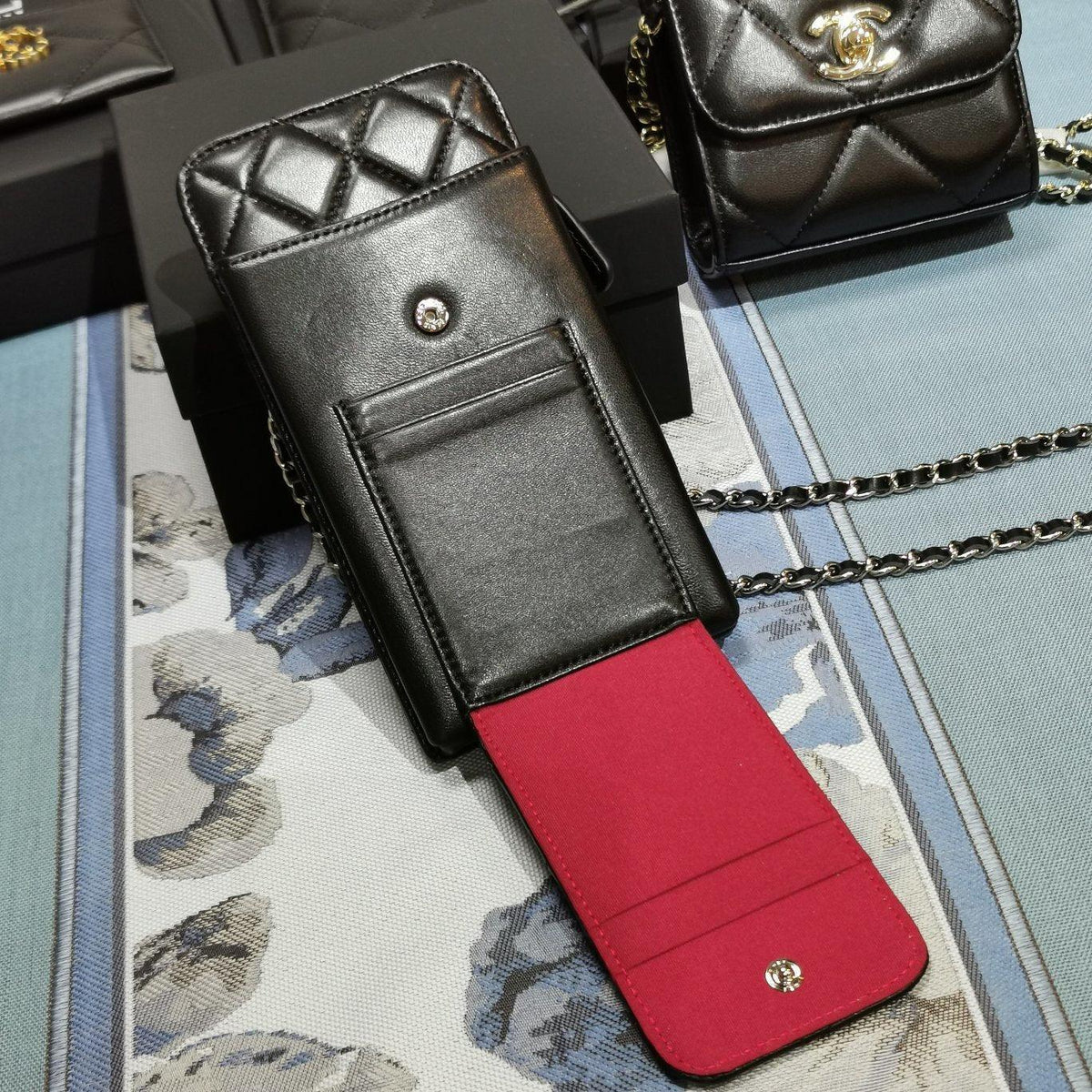Chanel quilted phone holder wallet
